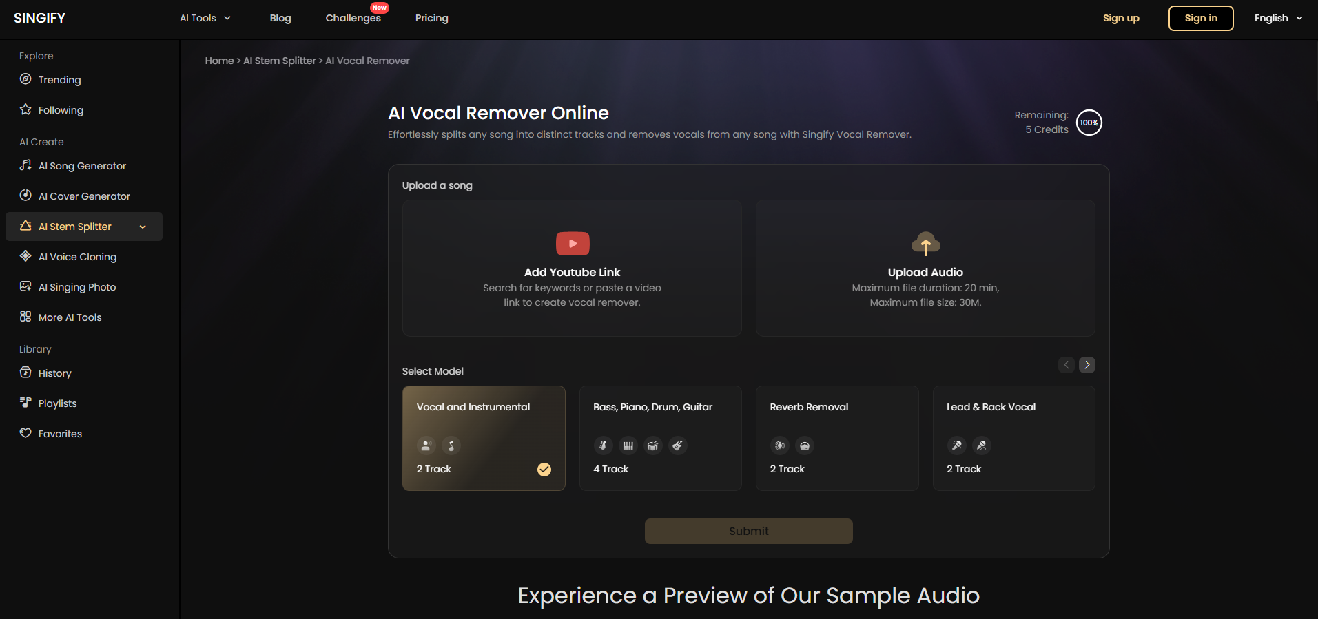 Singify Vocal Remover