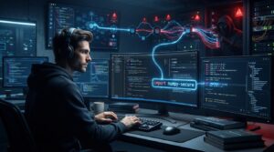AI coding assistant creating a fake software package in a slopsquatting supply chain attack