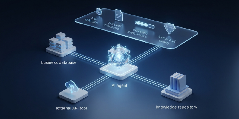 AI agent evaluation and observability monitoring its execution workflow
