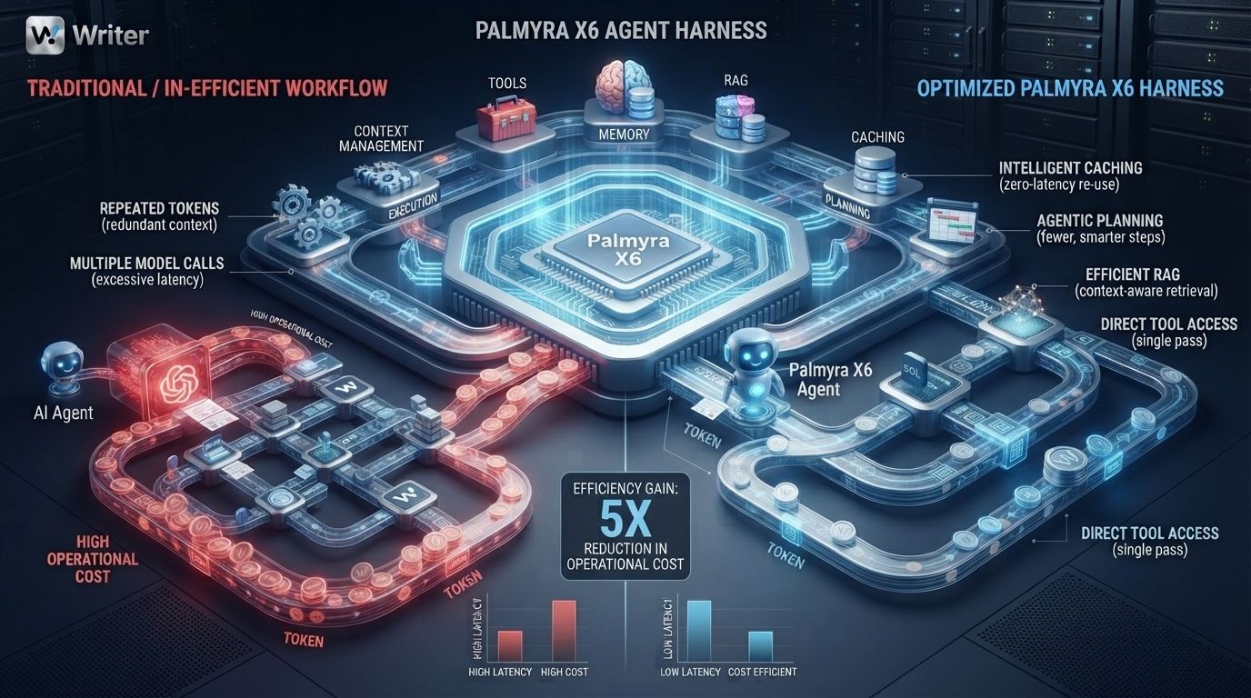 Writer Palmyra X6 enterprise AI model reducing AI agent token costs