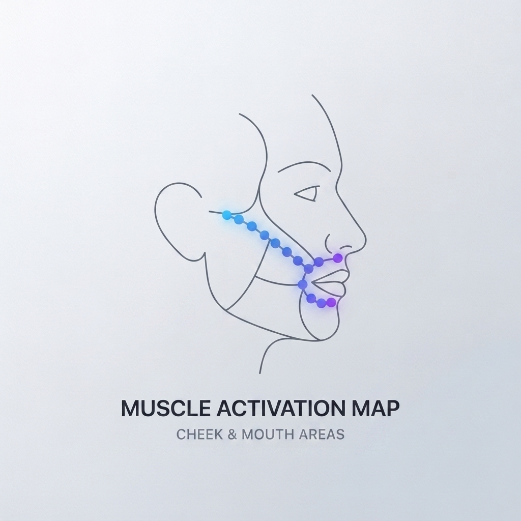Diagram showing facial muscle points used in micromovement-based speech detection
