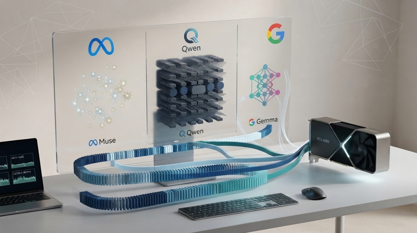 Muse Glimmer AI architecture showing local inference, multimodal processing and long context