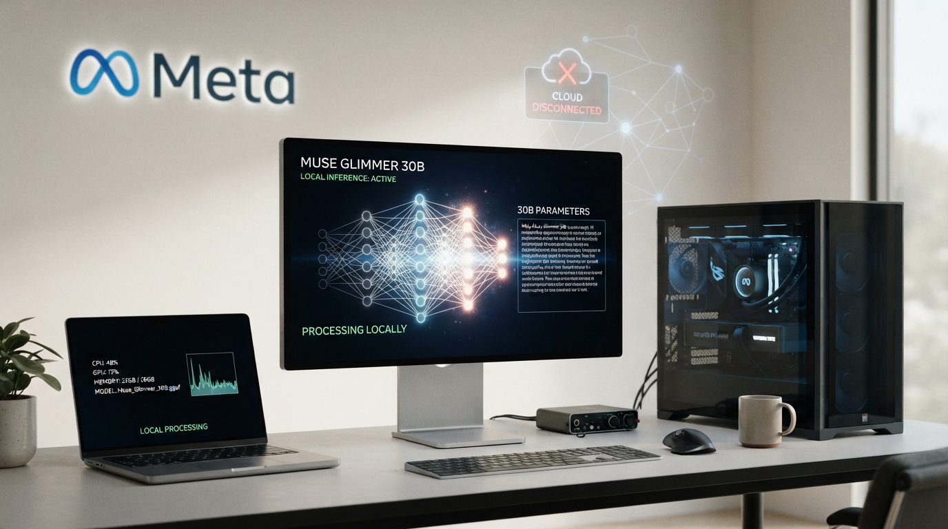 Meta Muse Glimmer AI 30B open-weight offline model running locally